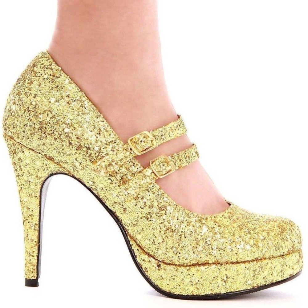 Ellie Platform Double Strap Glitter Mary Jane Size 8